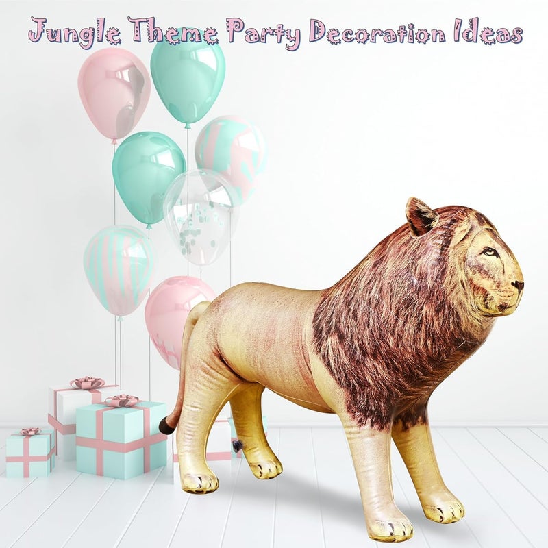 Jet Creations Inflatable Male Lion with Mane Stuffed Animal, Standing â€“ Ideal for Safari or Wildlife Theme Parties, Favors, and Decorations, Size 36 inch Long, an-Lion, Tan - Image 2